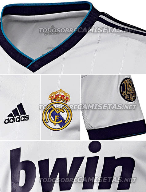 Chi tiết mặt trước áo đấu sân nhà mùa tới của Real Madrid