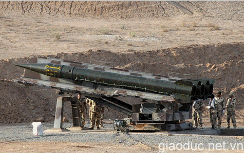 Cảnh thử tên lửa của Iran (Photo: PTV, created by BN)