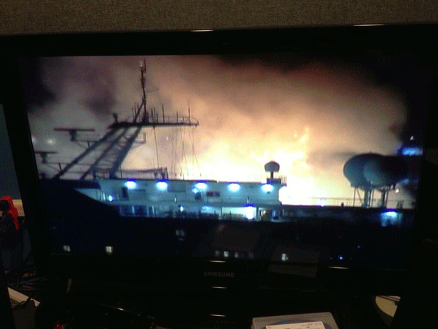 Cảnh quay từ hiện trường vụ nổ trên đài Fox 10 News.