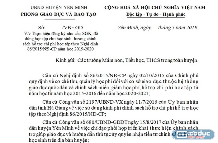 Lệnh Tiêu Tiền Hỗ Trợ Trò Nghèo