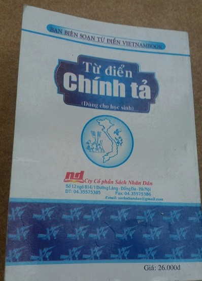 Bìa sau cuốn Từ điển chính tả (dùng cho học sinh) do Nhà xuất bản Thanh Niên ấn hành năm 2011 ảnh 2