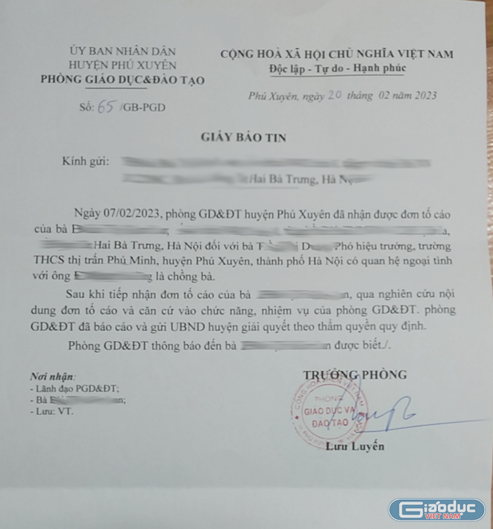 Hiệu phó Trường THCS Phú Minh bị "tố" ngoại tình với người đã có gia đình ảnh 1