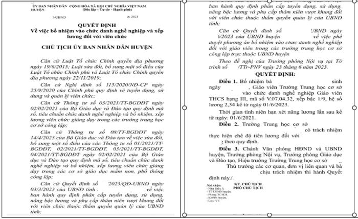 Quyết định bổ nhiệm, xếp lương do giáo viên cung cấp. ảnh 3