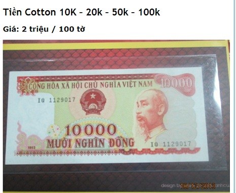Bộ Tiền Cotton Việt Nam 10k 20k 50k 100k 4 tờ TIỀN MAY MẮN  Tiền Lì Xì  Tết  Sưu Tầm Tiền Việt Nam Xưa