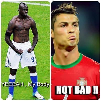 Balotelli khoe cơ thể cơ bắp với Ronaldo...