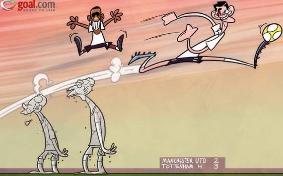 Biếm họa của Goal.com: Bale và Lennon cho Giggs và Ferdinand ngửi khói...