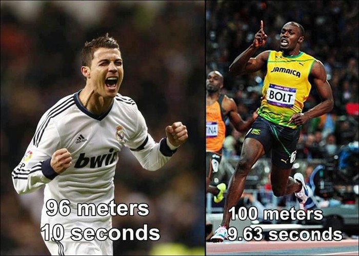 Ronaldo là thách thức thực sự về tốc độ với 'Tia chớp' Usain Bolt.