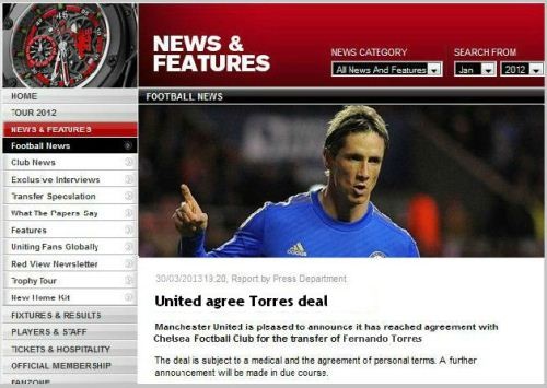 Không hề có chuyện M.U chiêu mộ Torres.