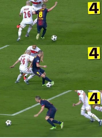 Tình huống diễn ra ở phút 87 trận đấu, Iniesta đi bóng kỹ thuật trong vòng cấm PSG...