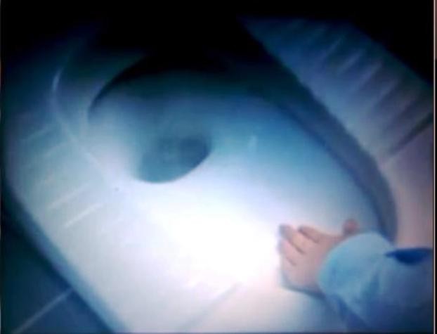 Hình ảnh nhân vật trong Clip quảng cáo của Vim-nước rửa bồn cầu cho tay vào bồn cầu gây cảm giác "ghê ghê", phản cảm với người xem (ảnh cắt từ clip)
