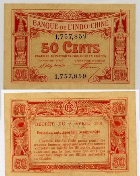 Tờ tiền 50 xu đỏ, được một người mua lại của con đại gia Hứa Bổn Hỏa những năm 1960