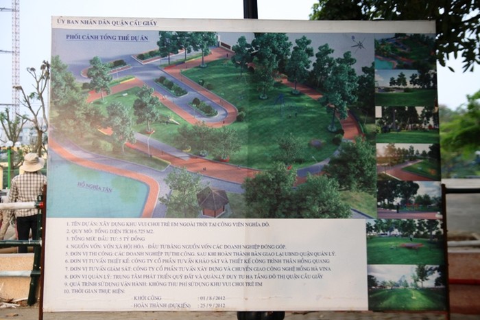 Phối cảnh của khu vui chơi dành riêng cho trẻ em trong công viên Nghĩa Đô (Cầu Giấy - Hà Nội) khi hoàn thành