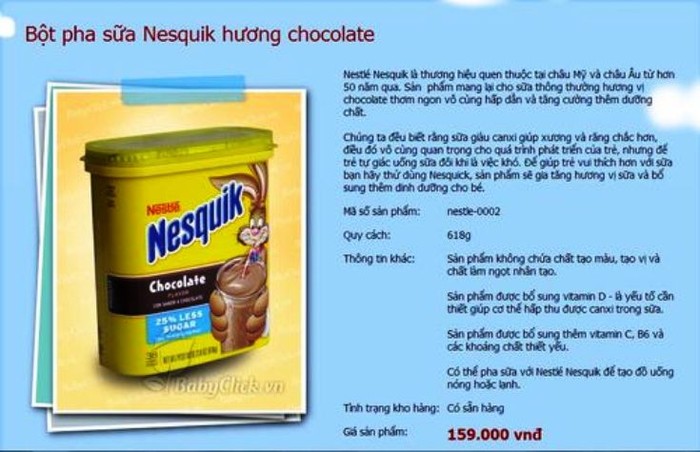 Nestle Việt Nam khẳng định không có mặt hàng sữa bột Nesquik tại thị trường Việt Nam.