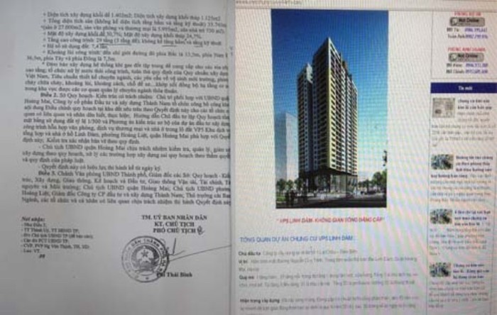 Quyết định của UBND TP Hà Nội chỉ cho xây dựng 29 tầng nhưng doanh nghiệp đã bán căn hộ tới tầng 32. Ảnh: N.C