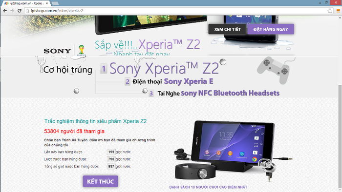 Người chơi bức xúc vì thể lệ cuộc thi “Game hứng nước trúng Sony Xperia Z2” liên tục thay đổi và cho rằng FPT Shop lừa dối người chơi (ảnh do Trịnh Hà Tuyên cung cấp)