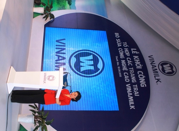 Bà Mai Kiều Liên - Tổng Giám đốc Công ty Cổ phần sữa Việt Nam (Vinamilk) phát biểu tại Lễ khởi công dự án.