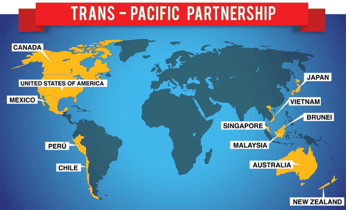 Các nước tham gia đàm phát Hiệp định Thương mại xuyên Thái Bình Dương TPP (ảnh nguồn NDH).