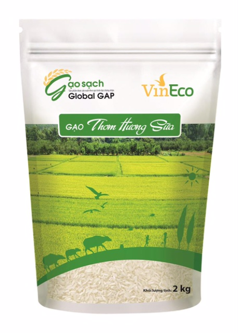 VinEco gạo thơm hương sữa đóng gói 2kg.