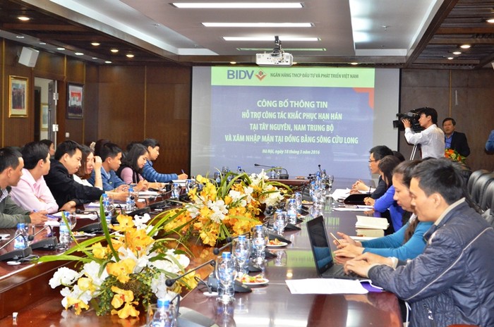 BIDV tổ chức họp báo công bố thông tin hỗ trợ khắc phục hạn hán - Ảnh H.Lực
