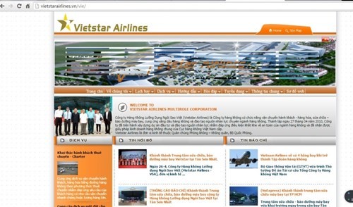 Website của Vietstar Airlines trước đây từng đăng tải thông tin giới thiệu là đơn vị kinh tế của Quân chủng Phòng không - Không quân/ ảnh chụp màn hình.