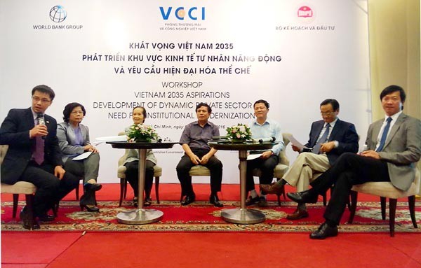 Hội thảo “Khát vọng Việt Nam 2035 phát triển khu vực kinh tế tư nhân năng động và yêu cầu hiện đại hóa thể chế”/Ảnh Sài Gòn Giảo phóng.