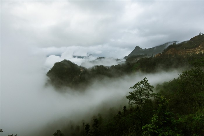 Cảnh núi rừng hùng vĩ trong màn sương như chốn bồng lai tiên cảnh.