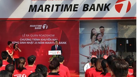 Ông Trần Anh Tuấn - Chủ tịch Maritime Bank phát biểu tại roadshow mừng sinh nhật 25 năm của ngân hàng vào đầu tháng 8.