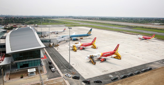 Tàu bay Vietjet sẵn sàng cho những chuyến bay tại sân bay Cát Bi – Hải Phòng.