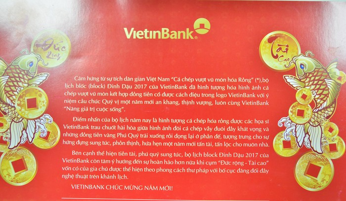 Ý nghĩa của bộ lịch block Đinh Dậu 2017 của VietinBank