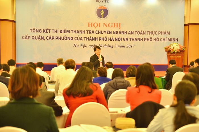 Hội nghị Tổng kết thí điểm thanh tra chuyên ngành an toàn thực phẩm cấp quận, huyện và xã, phường tại thành phố Hà Nội và thành phố Hồ Chí Minh - ảnh: H.Lực