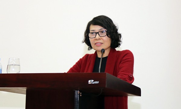 Thứ trưởng, Tổng Giám đốc Bảo hiểm xã hội Việt Nam Nguyễn Thị Minh phát biểu chỉ đạo tại Hội nghị tổng kết công tác năm 2016 và triển khai nhiệm vụ năm 2017 - ảnh nguồn Bảo hiểm xã hội Việt Nam.
