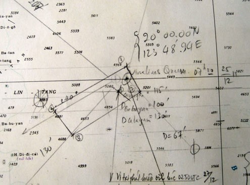 Bản đồ xác định vị trí tàu Vinalines Queen bị chìm.