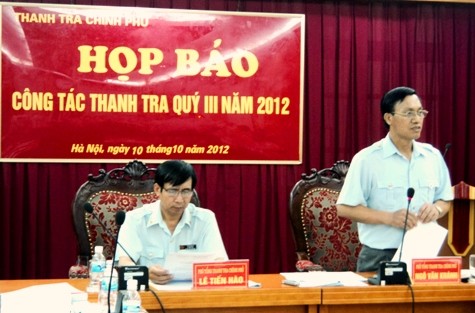 Phó Tổng Thanh tra Chính phủ Ngô Văn Hào phát biểu tại buổi họp báo (Ảnh: Tuấn Nam)