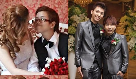 Đám cưới của cặp đồng tính nữ ở tại Hà Nội (trái) và cặp đồng tính nam tại TP.HCM