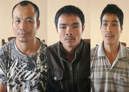 3 đối tượng trực tiếp giết vọoc (từ trái qua phải): Hà Văn Tú, Hà Văn Quế, Bùi Văn Hùng (Ảnh: QĐND)