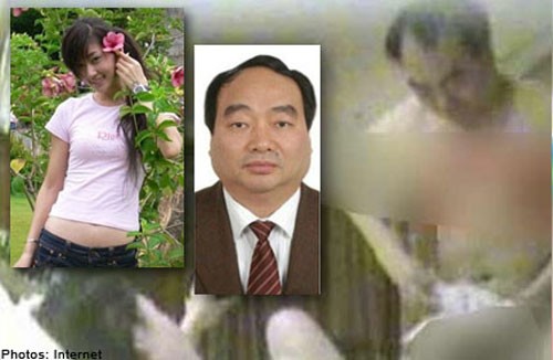 Bí thư quận Bắc Bội, Lei Zhengfu (giữa) là một trong những nạn nhân của đường dây tội phạm lén quay clip sex, tống tiền và uy hiếp.