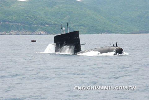Một tàu ngầm thuộc đội tàu ngầm Hạm đội Nam Hải, Trung Quốc xuất hiện tại Biển Đông trong một ngày giữa tháng một. Ảnh: China Military Online