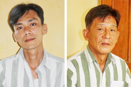 Phạm nhân Văn Công Tiến và Bùi Anh Việt tại Trại giam Xuân Phước.