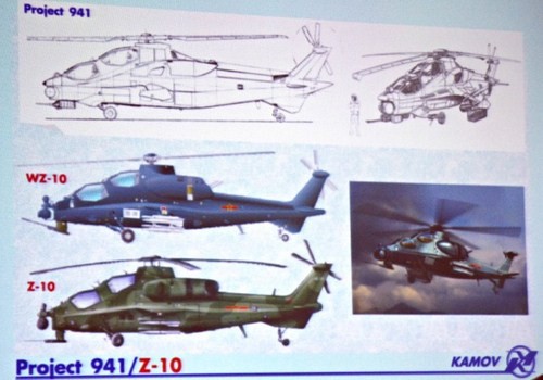 Bản vẽ thiết kế của dự án 941 và thiết kế của trực thăng tấn công Z-10 của Trung Quốc hiện nay giống nhau như lột.