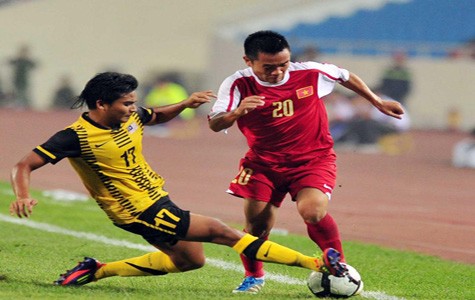 Tiền vệ Thanh Trung đột phá qua hàng thủ U.23 Malaysia. Ảnh: G.Đ.B