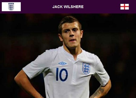 Jack Whilshere (Thi đấu cho Arsenal, quốc tịch Anh): Được xem là cầu thủ trẻ tài năng nhất nước Anh hiện nay, nhưng những chấn thương liên tục gặp phải khiến Wilshere phải rời xa sân cỏ trong thời gian khá dài mùa giải qua.