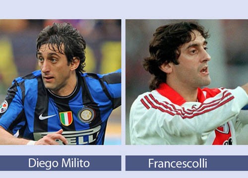 Tiền đạo Diego Milito và cựu danh thủ Uruguay, Francescoli không khác nhau là mấy.