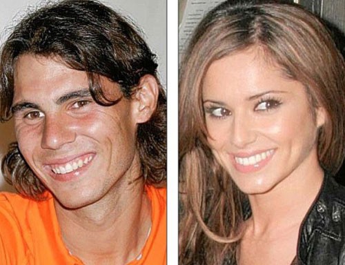 Nụ cười của tay vợt nổi tiếng Nadal và ca sĩ Cheryl Cole chẳng khác nhau là mấy.