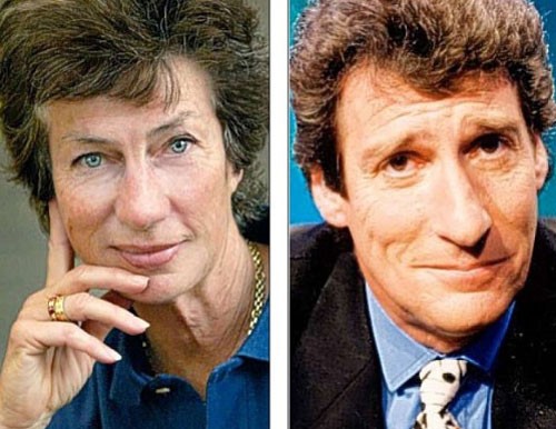 Cựu tay vợt nữ Virginia Wade và phóng viên nổi tiếng đài BBC, Parker Mann có chiếc mũi giống nhau như đúc.