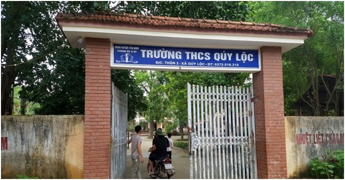 Trường Trung học cơ sở Quý Lộc nơi xảy ra sự việc phụ huynh đánh giáo viên. (Ảnh: Lao Động)