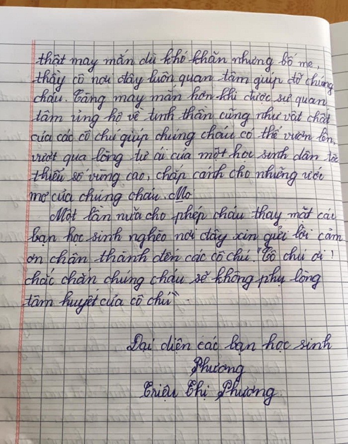 Bức thư cảm động của một em học sinh gửi các thầy cô và các nhà hảo tâm