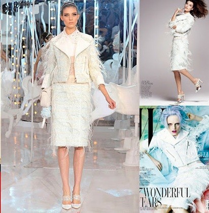 Kiểu váy suông, hơi ôm sát cũng là một trong những mẫu thiết kế mà Louis Vuitton muốn gửi tặng các bạn gái thích phong cách thanh lịch, trang nhã, gọn gàng nhưng lại không có thân hình "chuẩn" được Hanne Gaby Odiele và giám đốc sáng tạo của tạp chí Vogue tại Nhật - Anna Dello Russo trưng diện trên bìa tạp chí W.