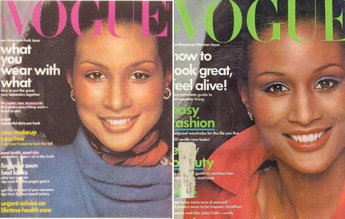 Beverly Johnson Beverly Johnson (sinh năm 1952) từng được tờ The New York Times bình chọn là một trong những nhân vật có ảnh hưởng lớn nhất của ngành thời trang thế kỷ 20. Bà chính là người mẫu da màu đầu tiên xuất hiện trên trang bìa tạp chí Vogue Mỹ số tháng 8/1974 (điều mà bất cứ chân dài nào cũng khao khát). Đây được coi là một dấu ấn mang tính lịch sử bởi nó làm thay đổi ý niệm về cái đẹp trong lĩnh vực thời trang, và đến năm 1975, các nhà thiết kế Mỹ mới bắt đầu dành chỗ đứng cho những người mẫu da màu.
