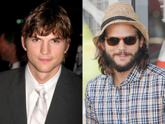 Nam diễn viên Ashton Kutcher trở nên kém phong độ hơn rất nhiều khi anh để râu, tóc dài. Người hâm mộ quen thuộc với hình ảnh Ashton "mày râu nhẵn nhụi" trong bộ vest lịch sự hơn.