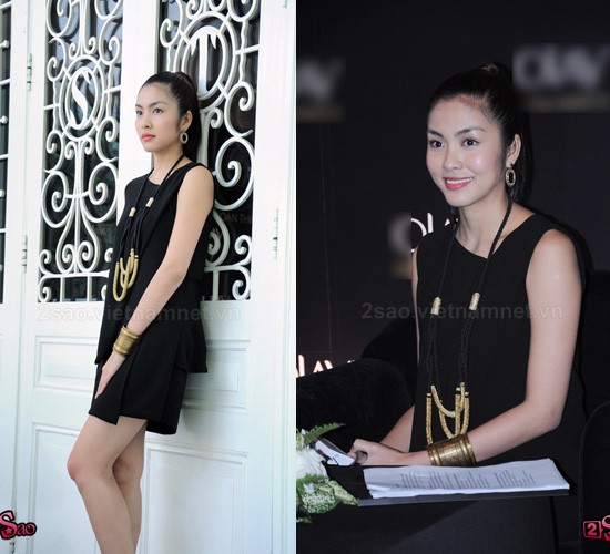 Dù diện váy với gam màu đen đơn giản nhưng Hà Tăng vẫn vô cùng nổi bật và đẹp rạng ngời